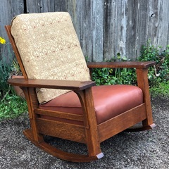 L & J G Stickley Large Fixed Back Rocker   Signed 